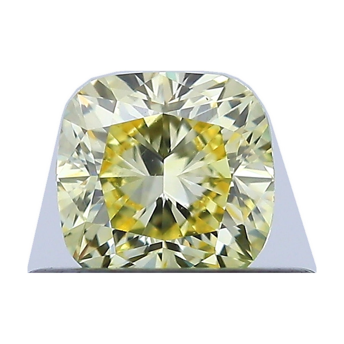 0.41 ct cushion lab-grown diamond, fancy intense yellow, VVS2 clarity, IGI certified, still from its 360° video
