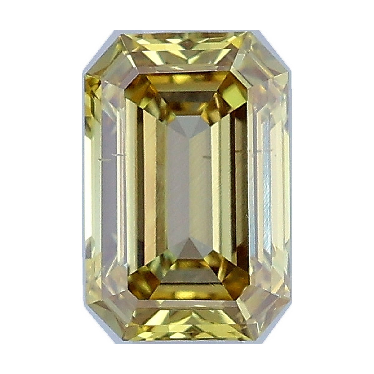 0.56 ct emerald lab-grown diamond, fancy greenish yellow, VS2 clarity, IGI certified, still from its 360° video