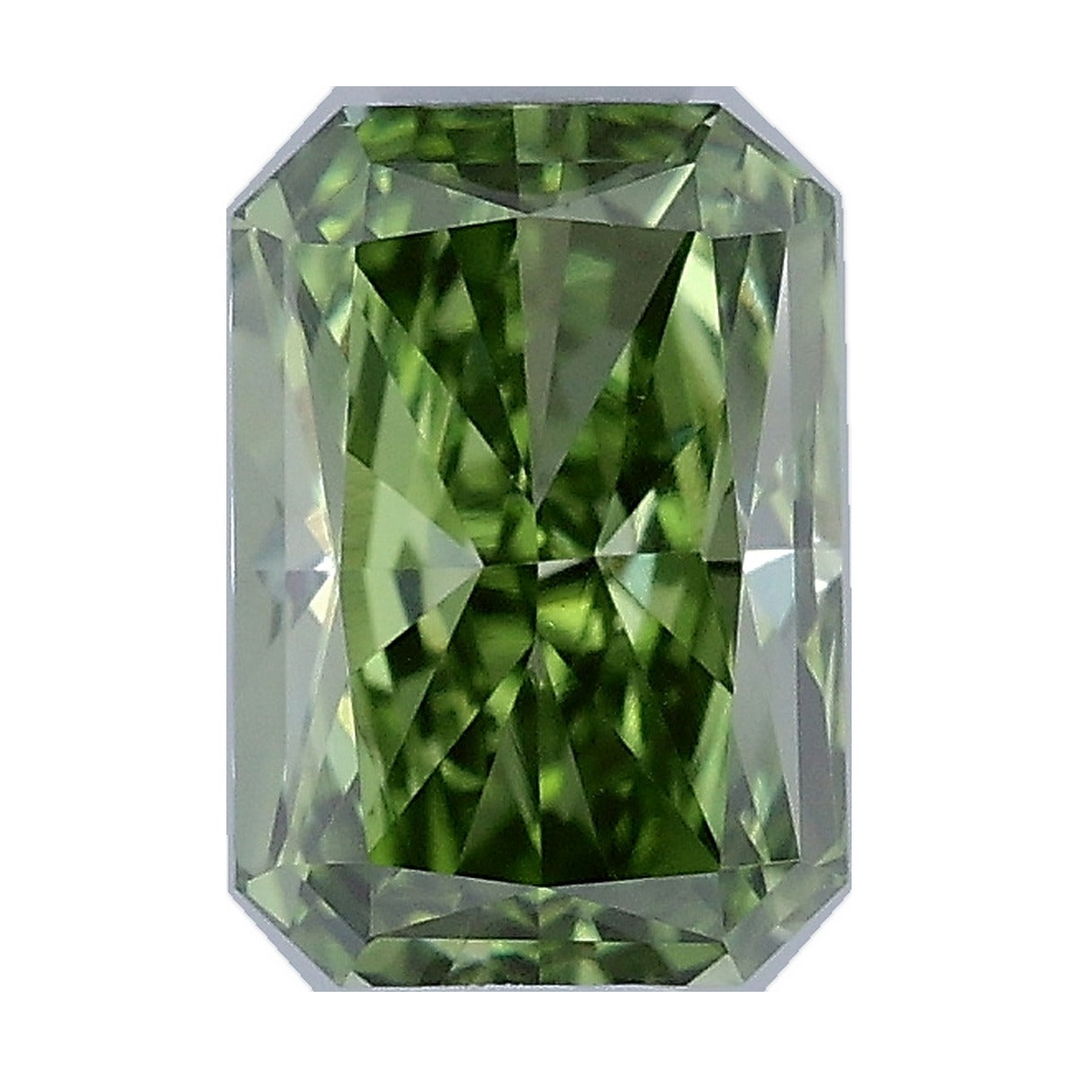 0.72 ct radiant lab-grown diamond, fancy vivid green, VVS2 clarity, IGI certified, still from its 360° video