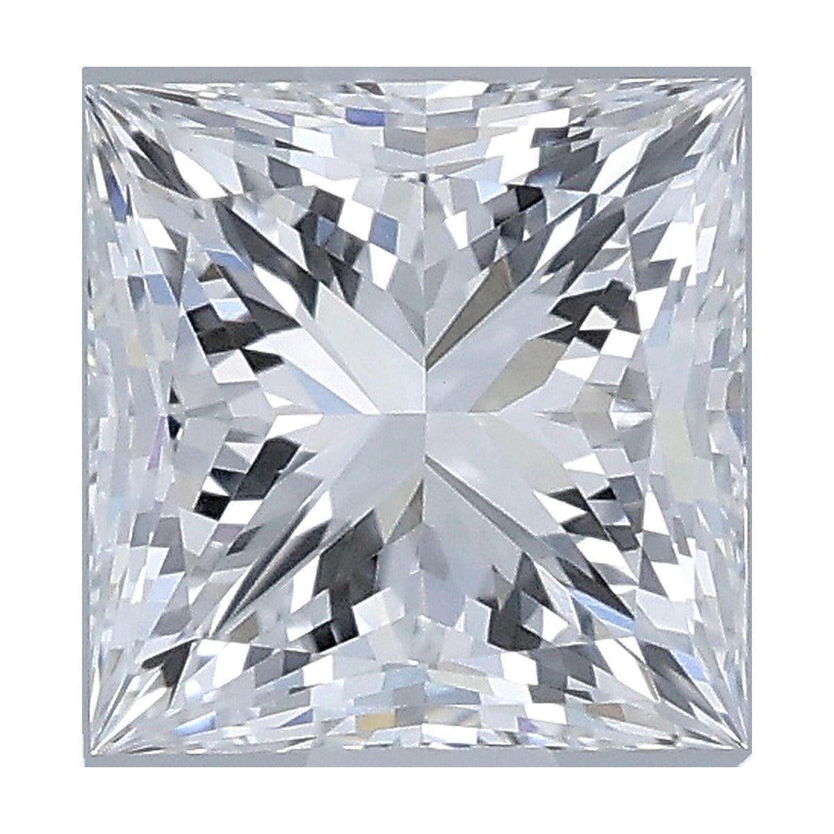 1.00 ct princess lab-grown diamond, D color, VVS2 clarity, IGI certified, still from its 360° video