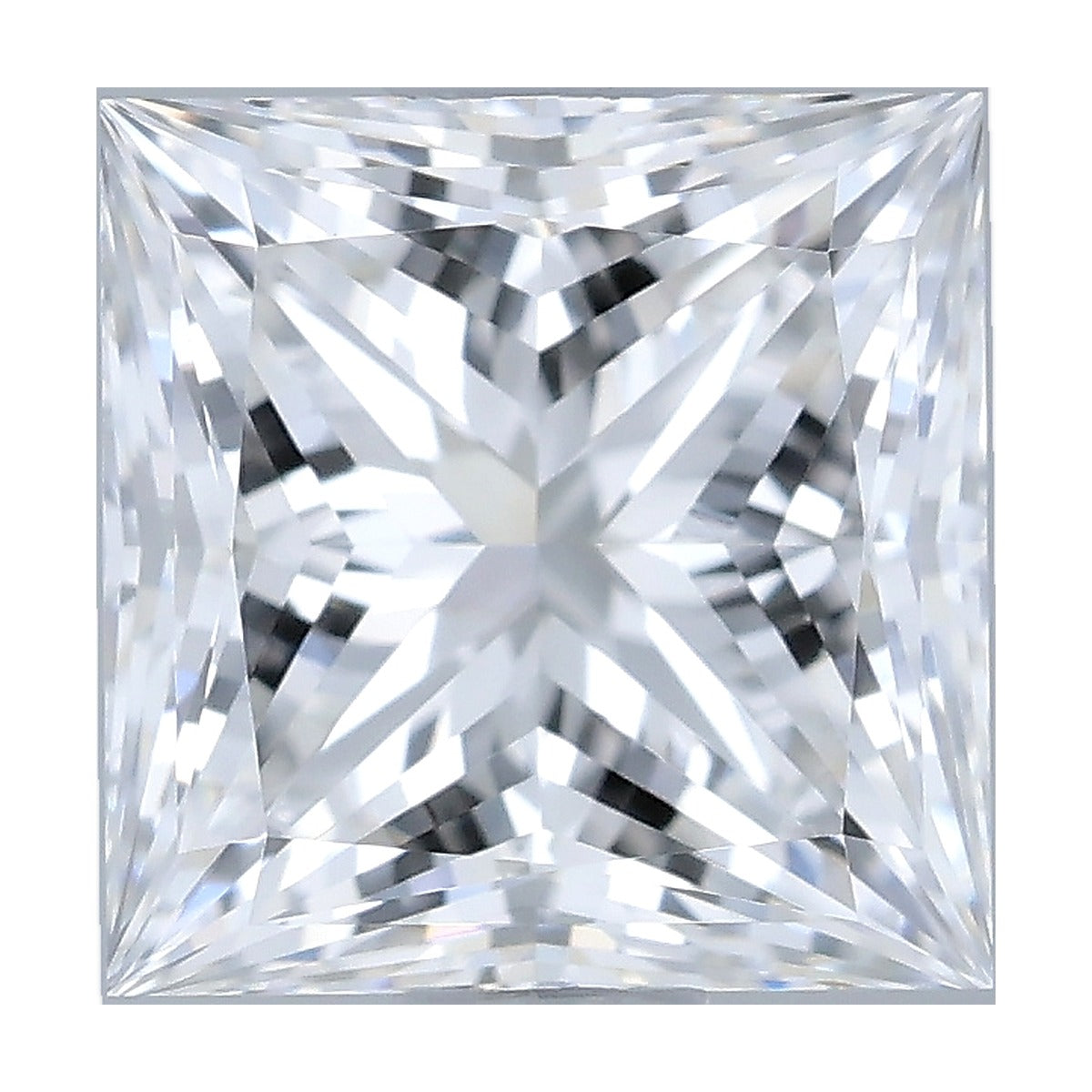 1.02 ct princess lab-grown diamond, E color, VVS1 clarity, IGI certified, still from its 360° video