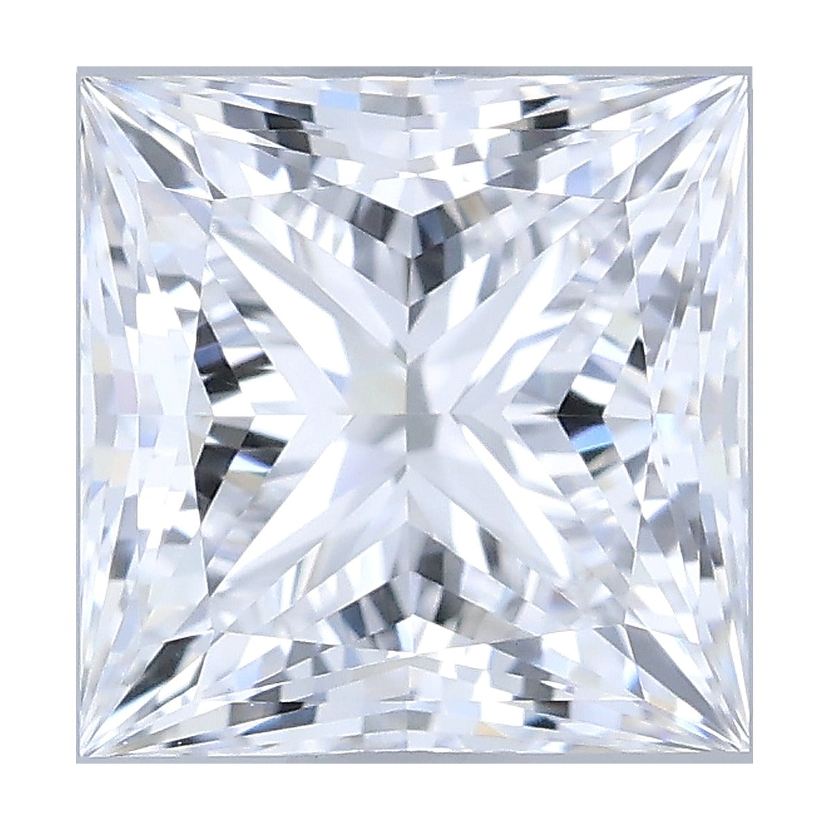 1.04 ct princess lab-grown diamond, D color, VVS2 clarity, IGI certified, still from its 360° video