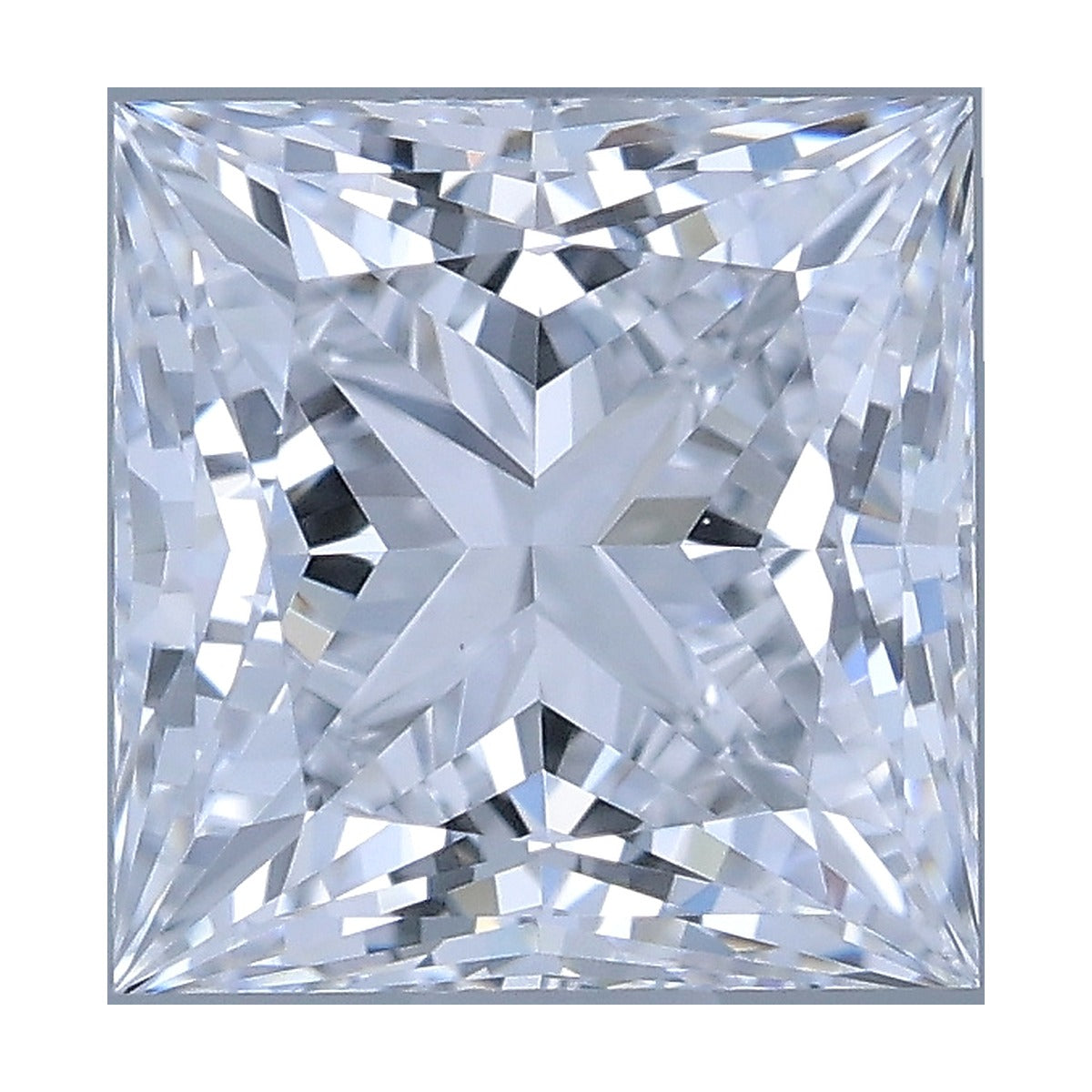 1.04 ct princess lab-grown diamond, D color, VVS2 clarity, IGI certified, still from its 360° video
