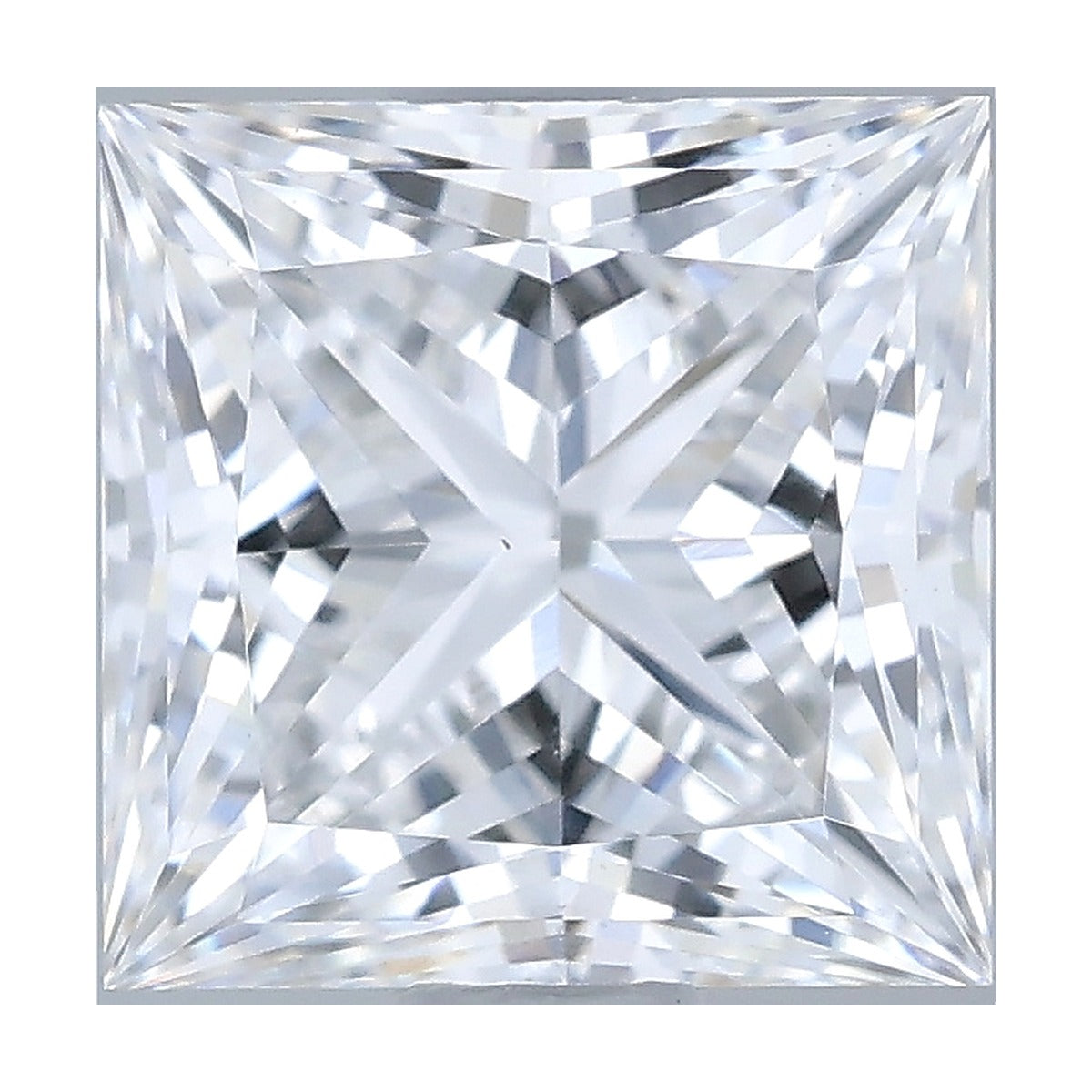 1.05 ct princess lab-grown diamond, D color, VS1 clarity, IGI certified, still from its 360° video