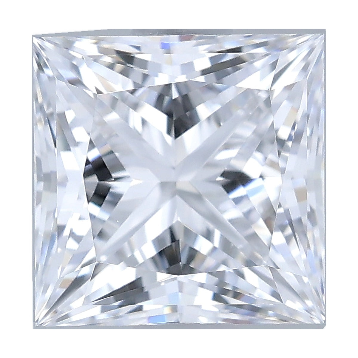 1.07 ct princess lab-grown diamond, D color, VVS2 clarity, IGI certified, still from its 360° video