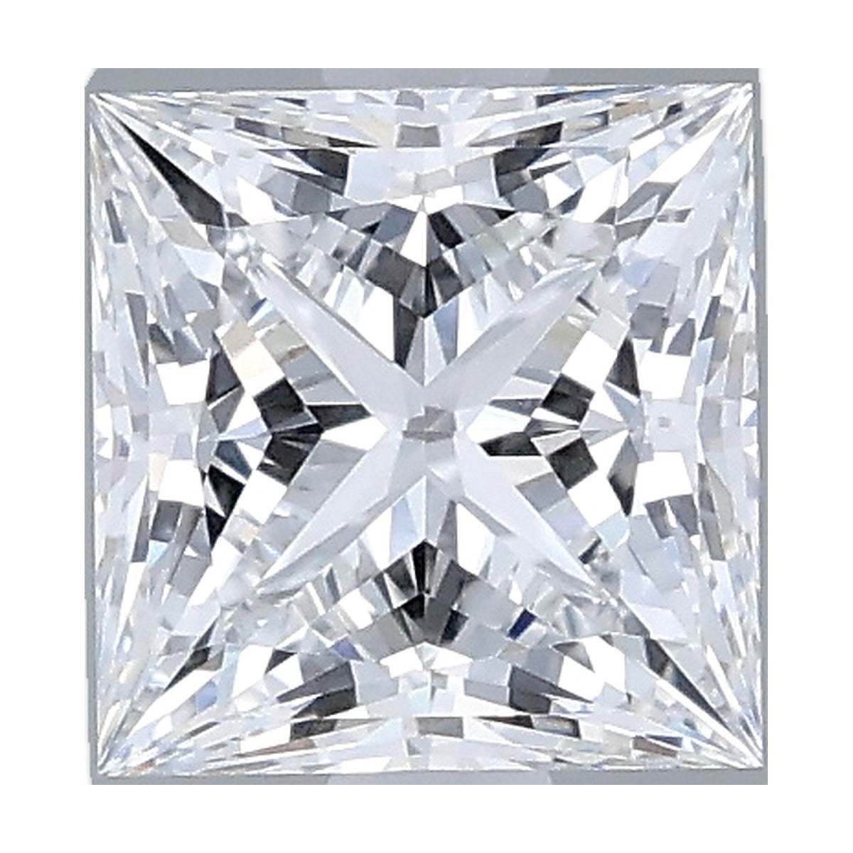 1.07 ct princess lab-grown diamond, E color, VVS1 clarity, IGI certified, still from its 360° video