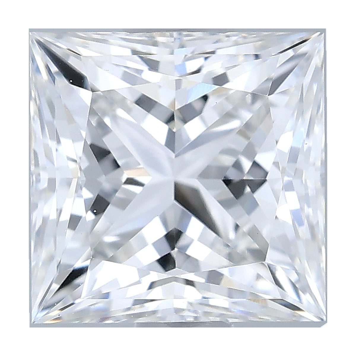 1.09 ct princess lab-grown diamond, E color, VVS2 clarity, IGI certified, still from its 360° video