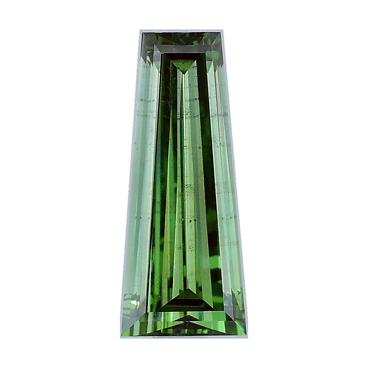 1.19 ct tapered baguette lab-grown diamond, fancy vivid green, SI2 clarity, IGI certified, still from its 360° video