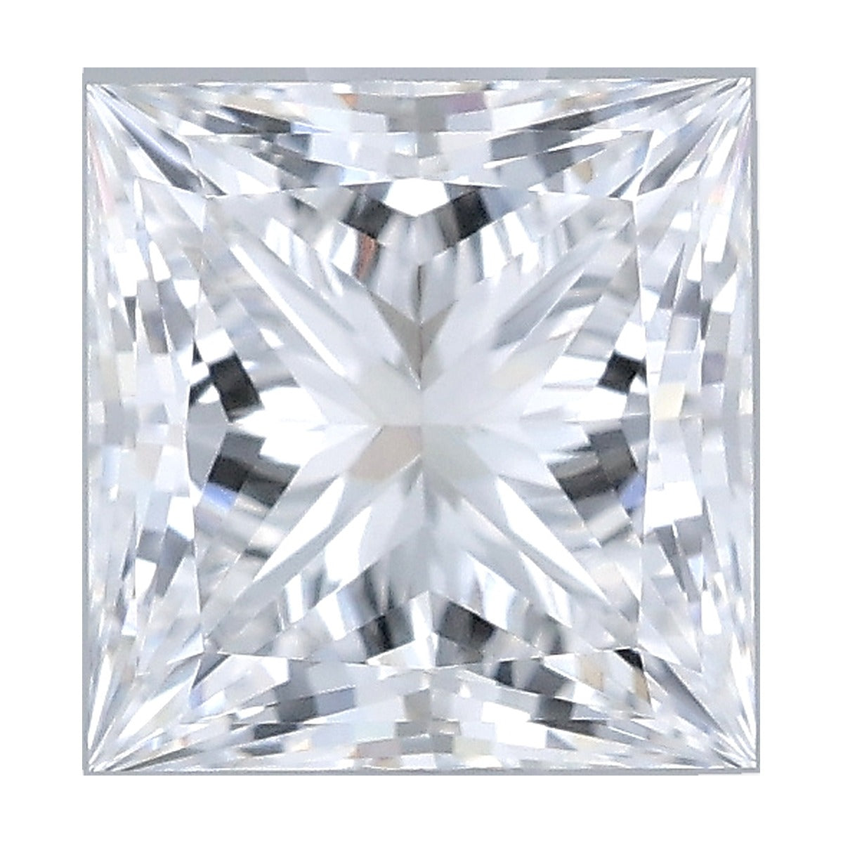 1.25 ct princess lab-grown diamond, E color, VVS1 clarity, IGI certified, still from its 360° video