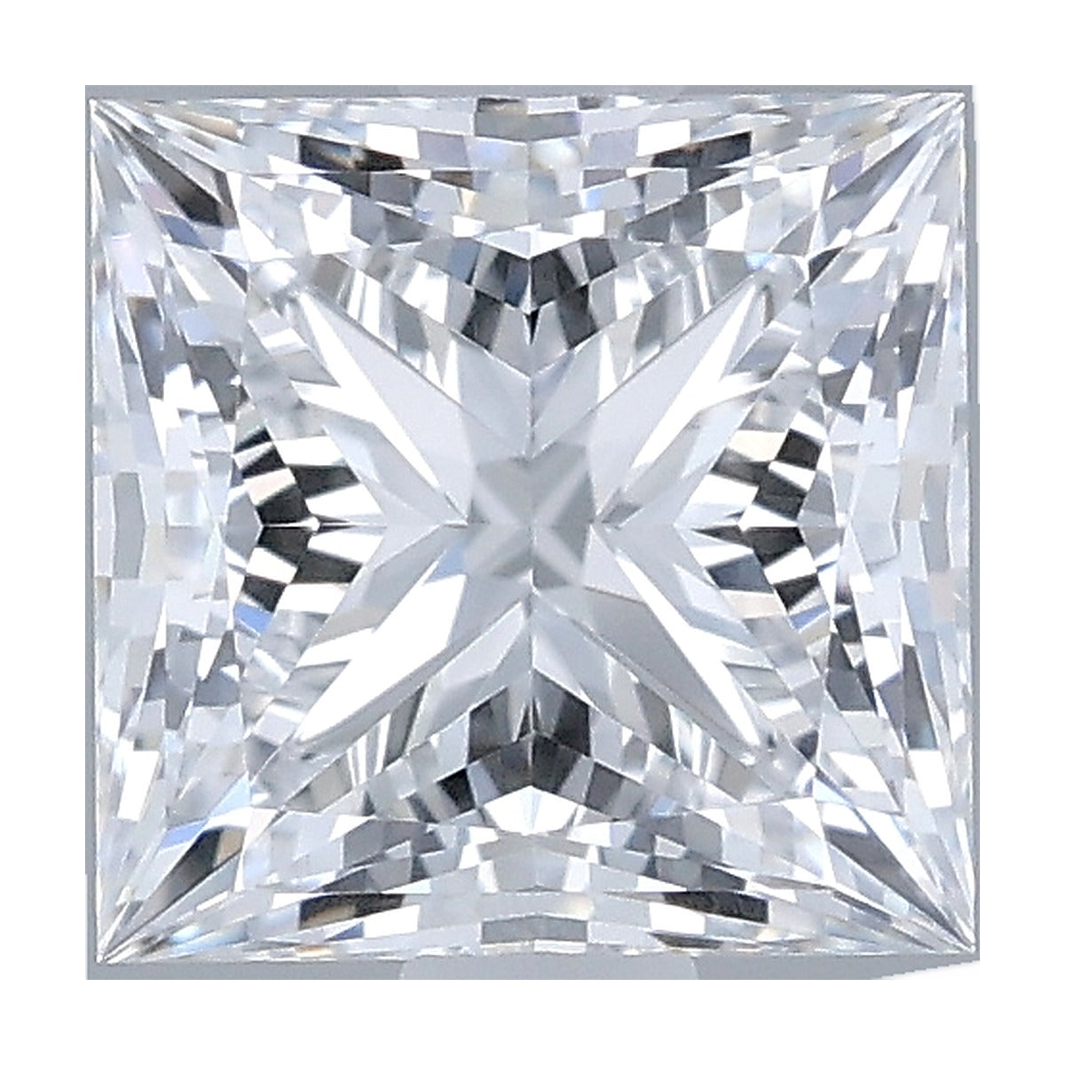 1.27 ct princess lab-grown diamond, D color, VS1 clarity, IGI certified, still from its 360° video