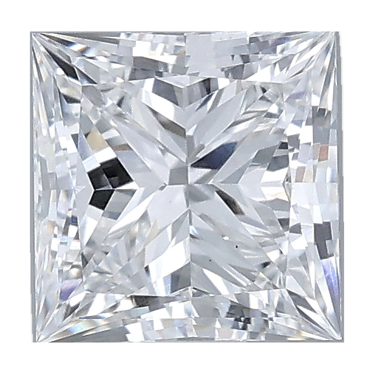 1.28 ct princess lab-grown diamond, D color, VS1 clarity, IGI certified, still from its 360° video