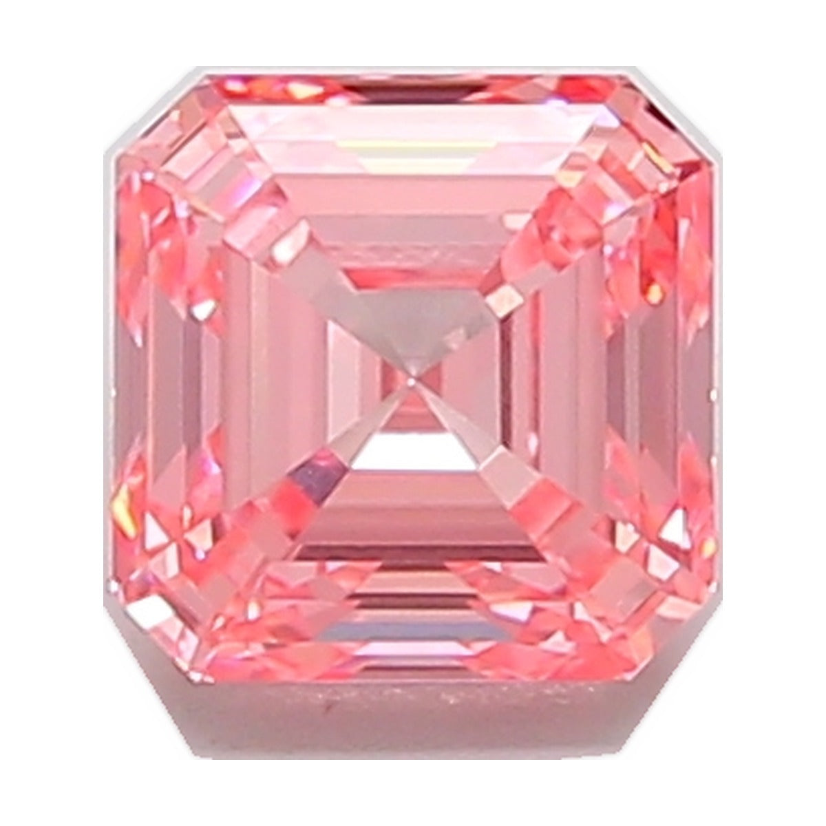 1.49 ct asscher lab-grown diamond, fancy vivid pink, VVS2 clarity, IGI certified, still from its 360° video