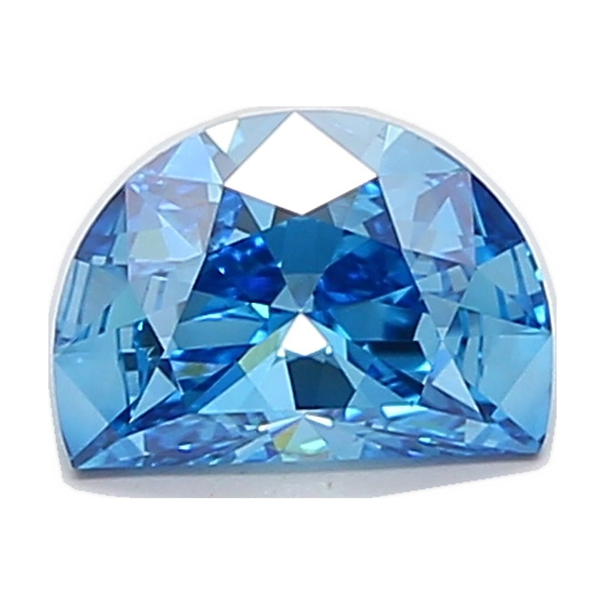 1.53 ct half moon lab-grown diamond, fancy vivid blue, VS1 clarity, IGI certified, still from its 360° video