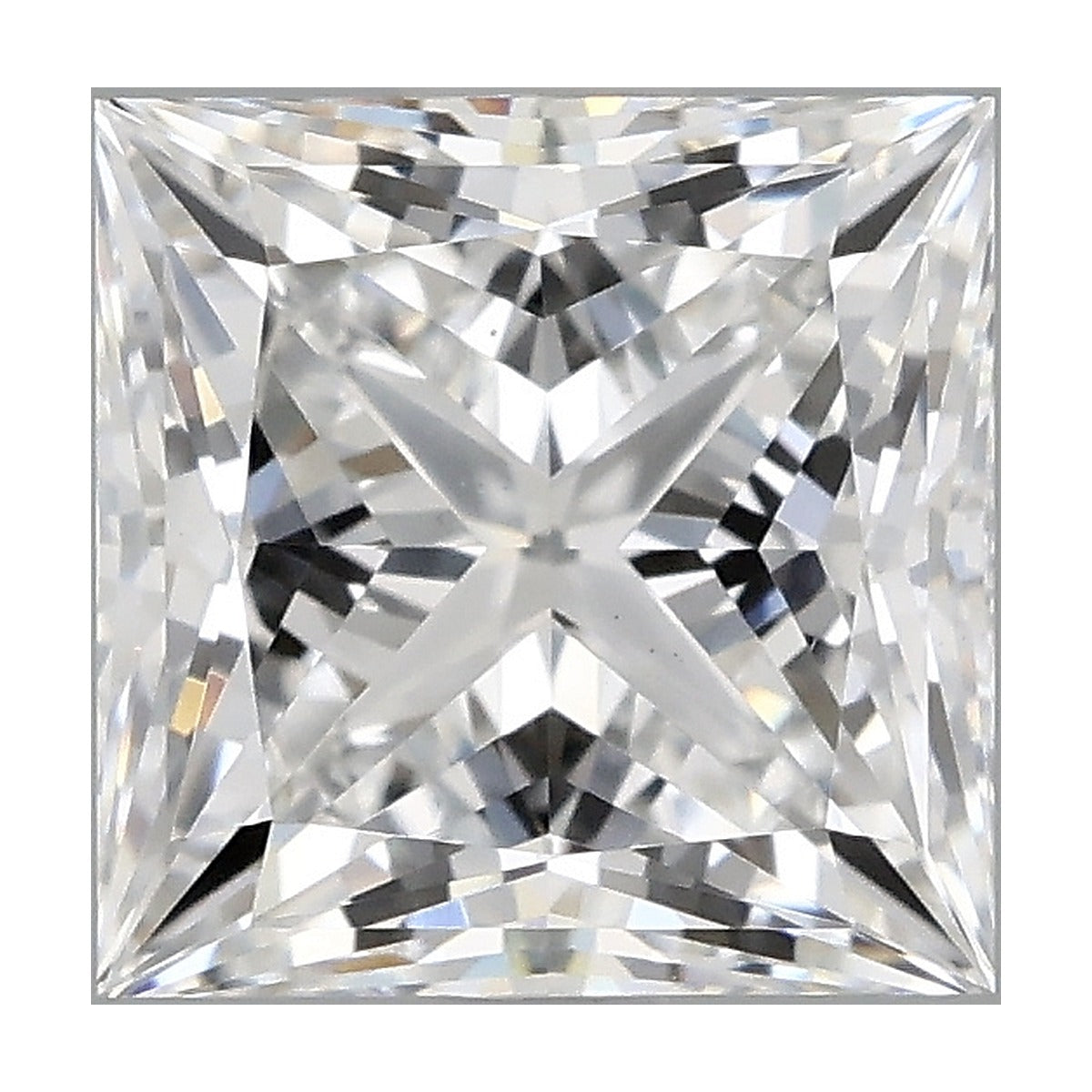 1.78 ct princess lab-grown diamond, E color, VS1 clarity, IGI certified, still from its 360° video