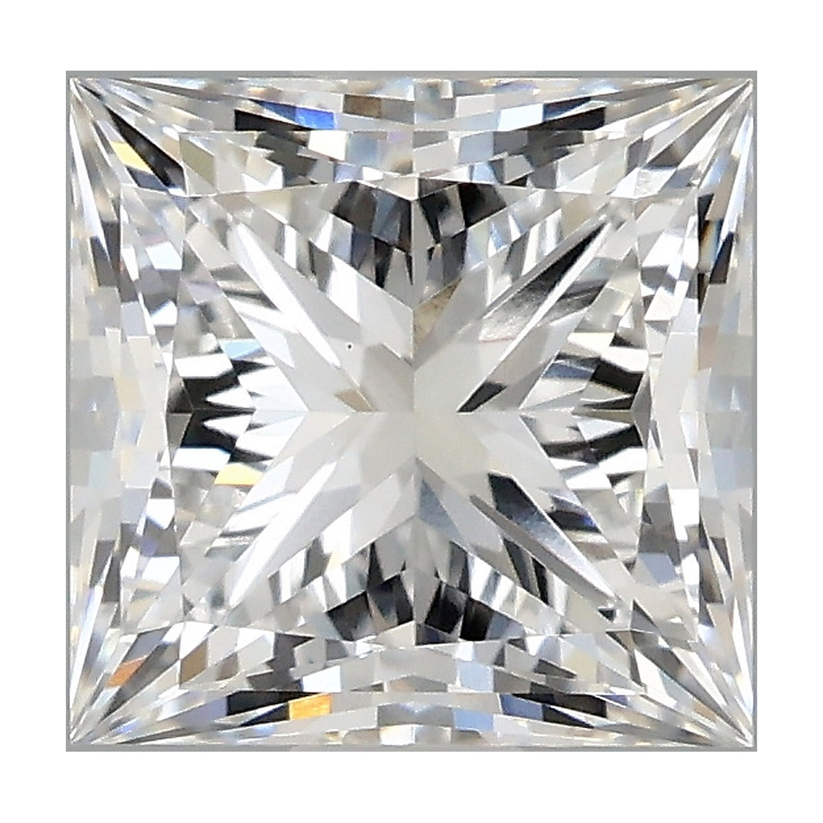1.85 ct princess lab-grown diamond, E color, VS1 clarity, IGI certified, still from its 360° video