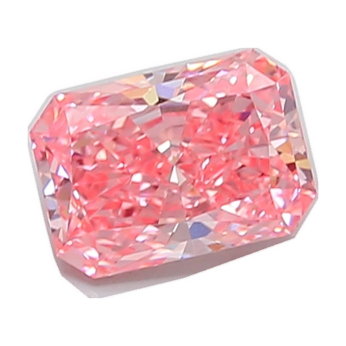1.90 ct radiant lab-grown diamond, fancy vivid pink, VS1 clarity, IGI certified, still from its 360° video