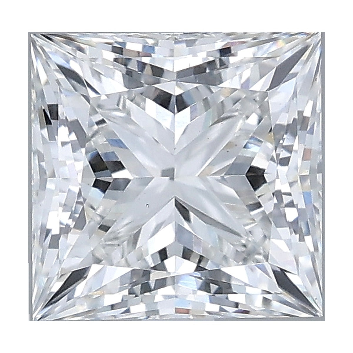 1.91 ct princess lab-grown diamond, E color, VS1 clarity, IGI certified, still from its 360° video