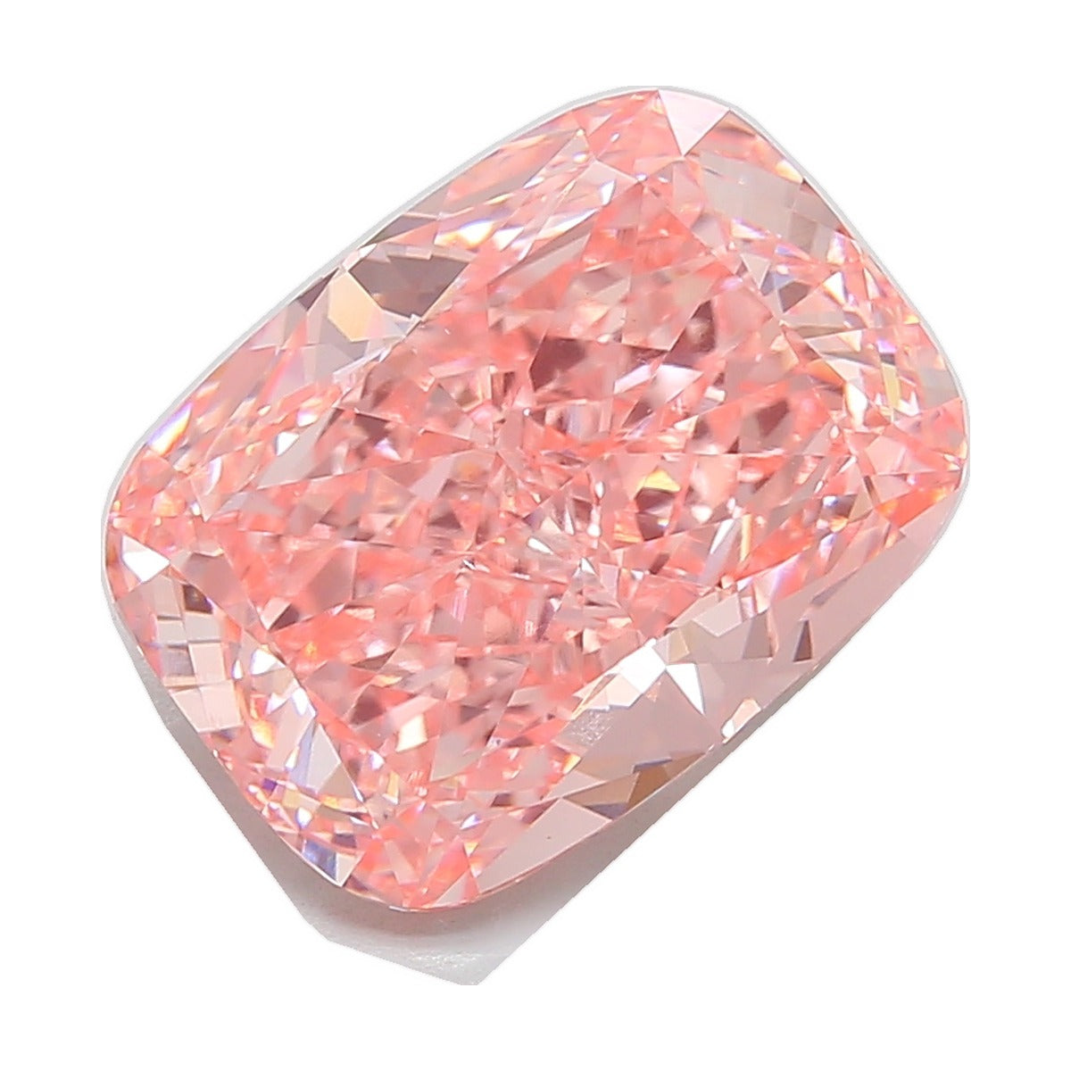 10.04 ct elongated cushion lab-grown diamond, fancy vivid pink, VS1 clarity, IGI certified, still from its 360° video
