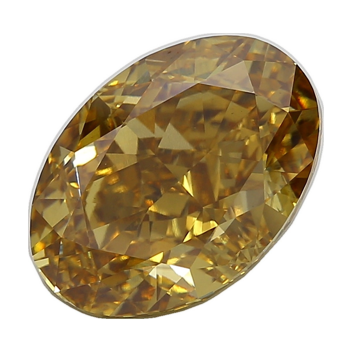 10.85 ct oval lab-grown diamond, fancy vivid brownish yellow, VS1 clarity, IGI certified, still from its 360° video