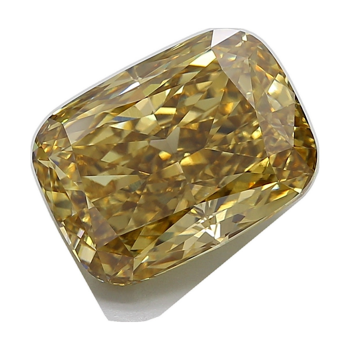 11.11 ct elongated cushion lab-grown diamond, fancy vivid greyish yellow, VVS2 clarity, IGI certified, still from its 360° video