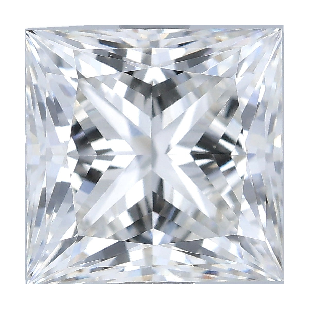 2.06 ct princess lab-grown diamond, F color, VVS2 clarity, IGI certified, still from its 360° video