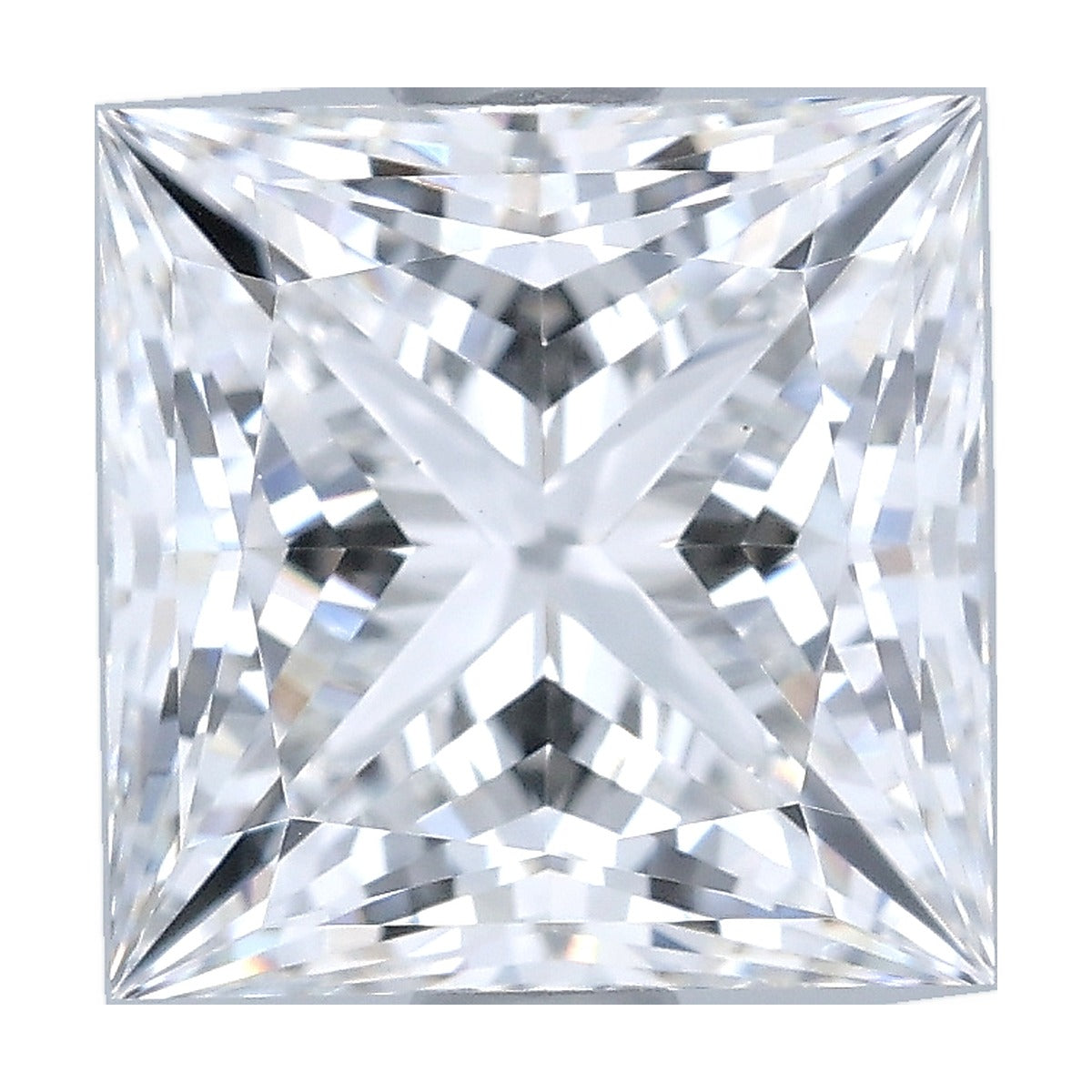 2.10 ct princess lab-grown diamond, E color, VS1 clarity, GIA certified, still from its 360° video