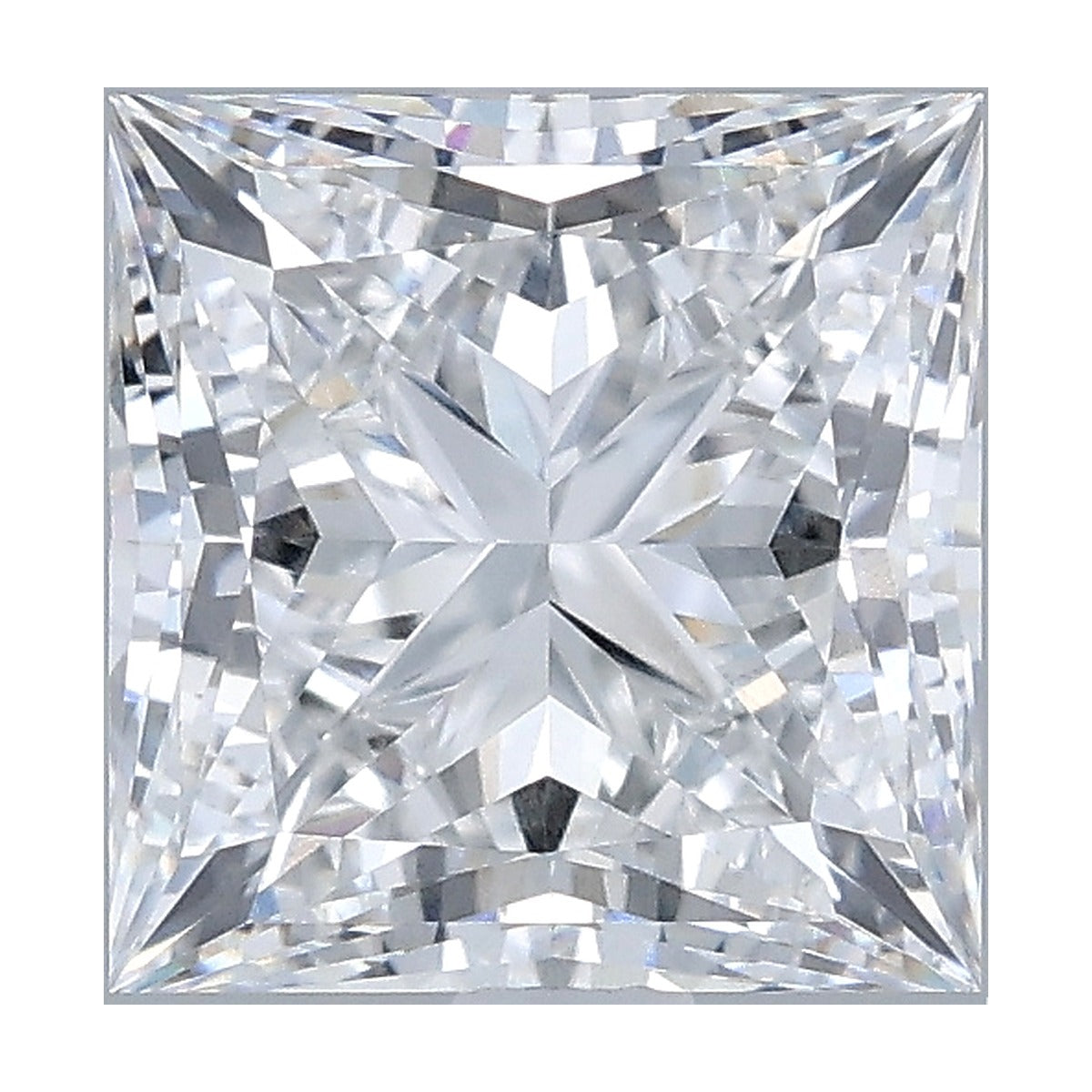2.50 ct princess lab-grown diamond, E color, VVS1 clarity, IGI certified, still from its 360° video