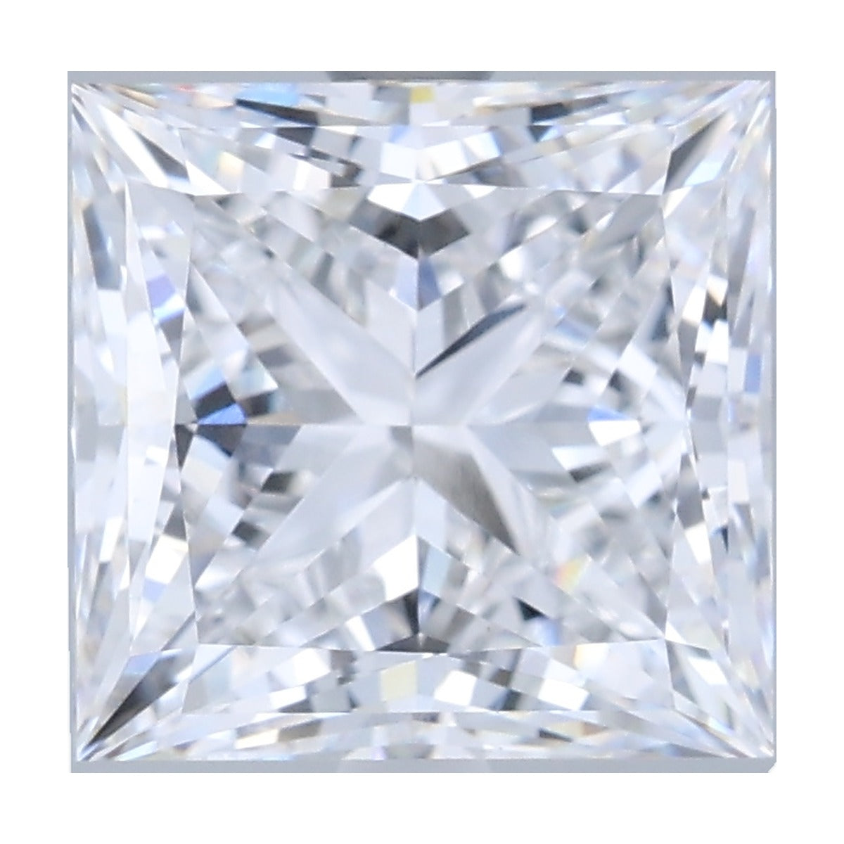 4.05 ct princess lab-grown diamond, D color, VVS2 clarity, GIA certified, still from its 360° video