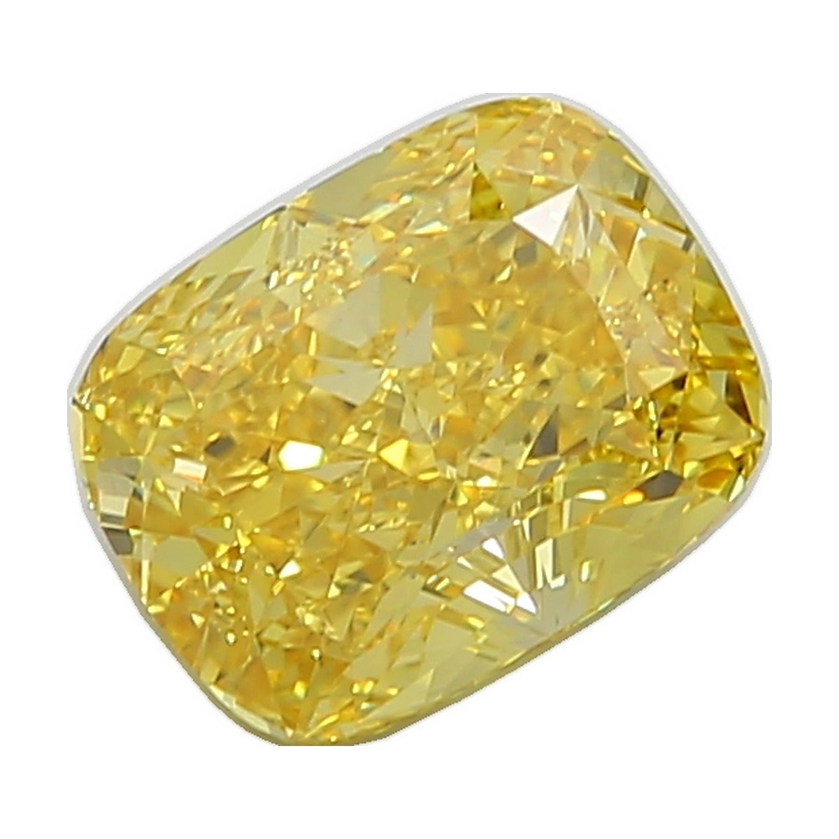 4.86 ct elongated cushion lab-grown diamond, fancy vivid yellow, VS1 clarity, IGI certified, still from its 360° video