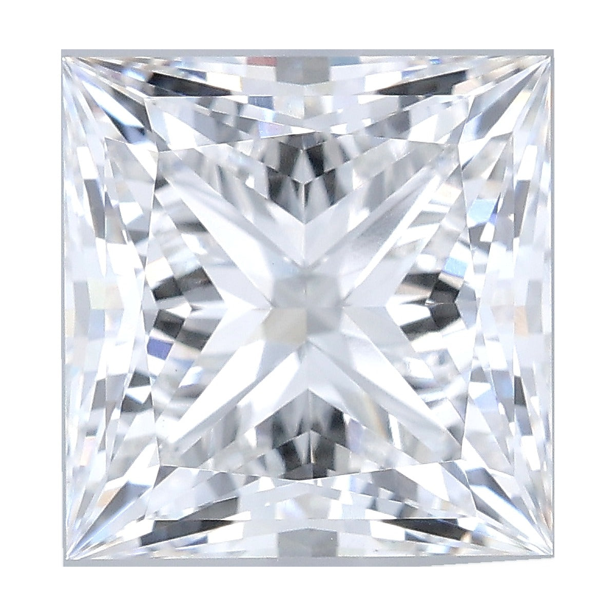 5.54 ct princess lab-grown diamond, E color, VVS2 clarity, IGI certified, still from its 360° video