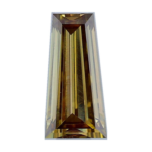 0.53 ct tapered baguette lab-grown diamond, fancy grey yellow, VS2 clarity, IGI certified, still from its 360° video