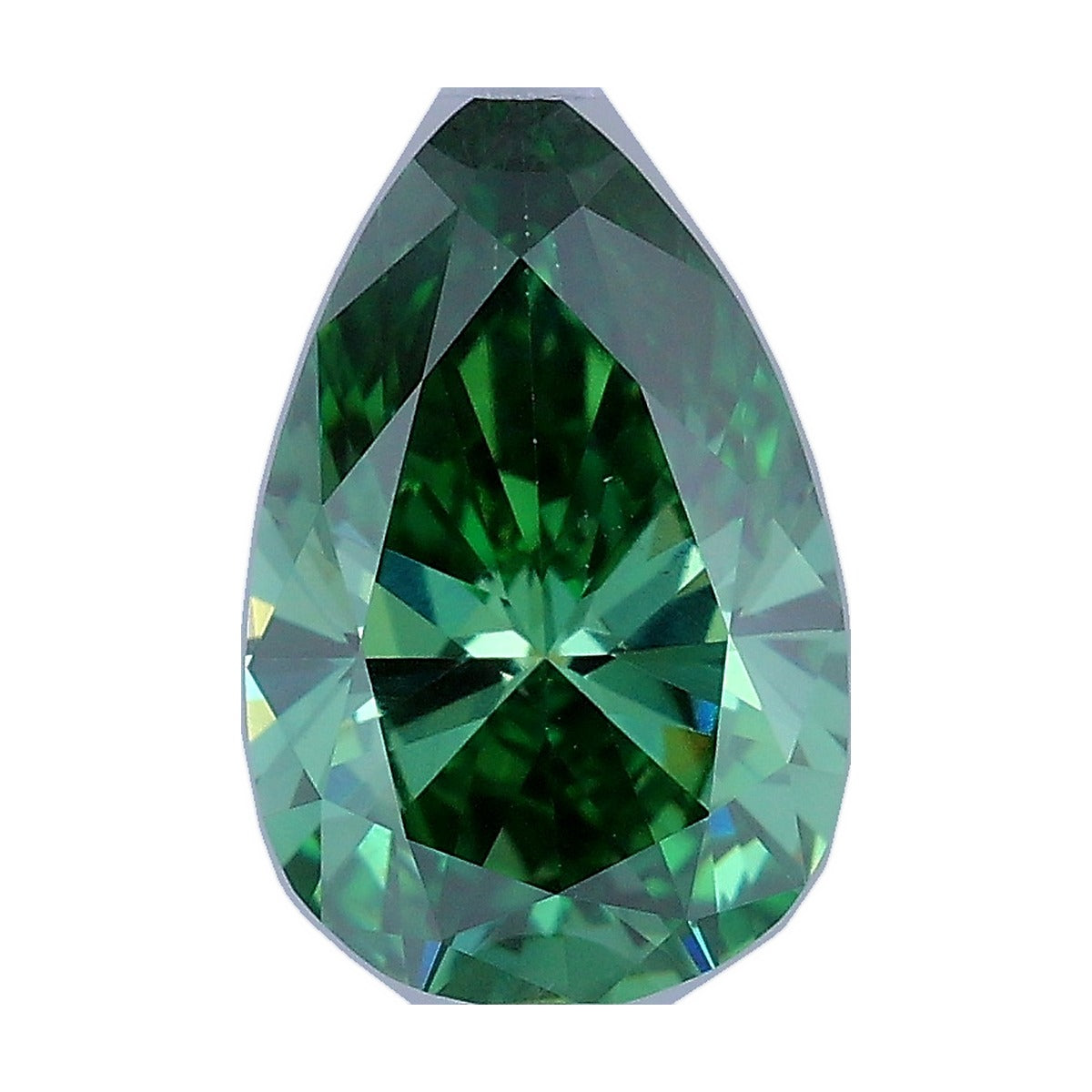0.53 ct pear lab-grown diamond, fancy vivid green, VS1 clarity, IGI certified, still from its 360° video