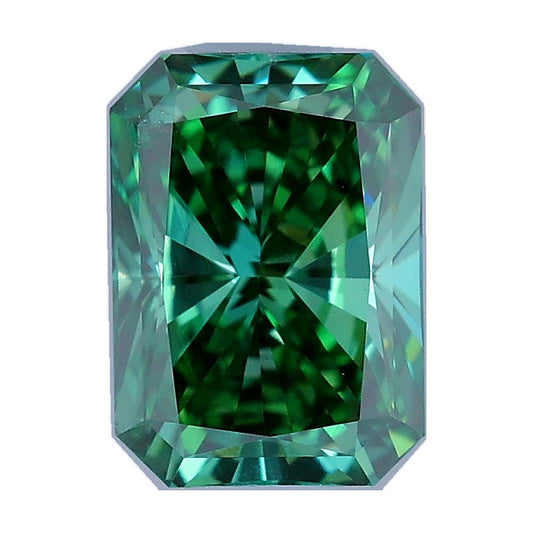 0.60 ct radiant lab-grown diamond, fancy vivid green, VS1 clarity, IGI certified, still from its 360° video