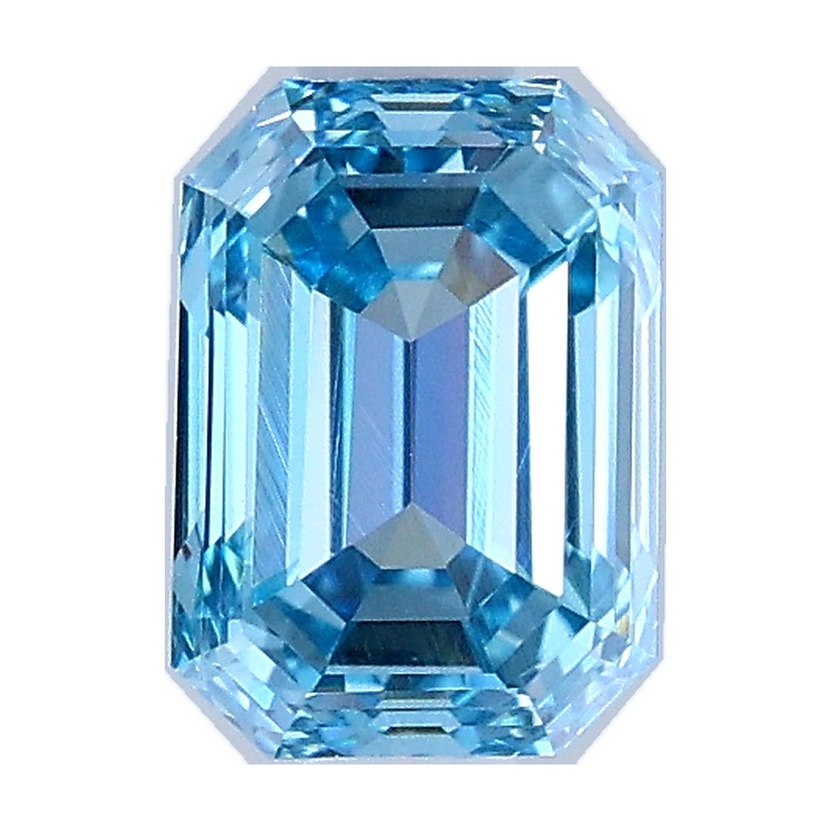 0.75 ct emerald lab-grown diamond, fancy vivid blue, VS2 clarity, IGI certified, still from its 360° video