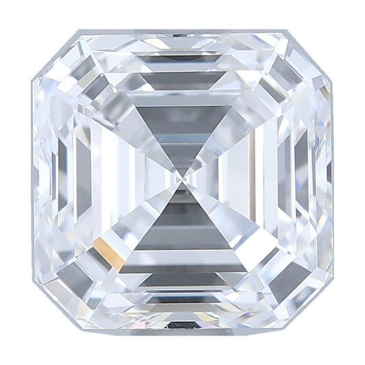 1.00 ct asscher lab-grown diamond, D color, VVS2 clarity, IGI certified, still from its 360° video