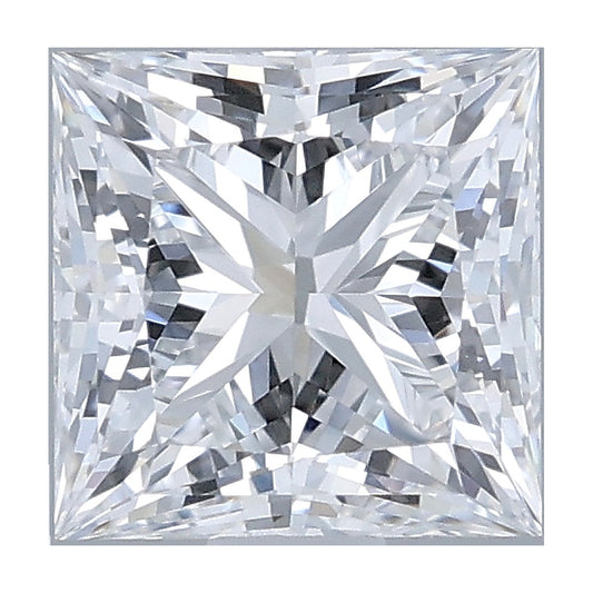 1.00 ct princess lab-grown diamond, D color, VVS2 clarity, IGI certified, still from its 360° video