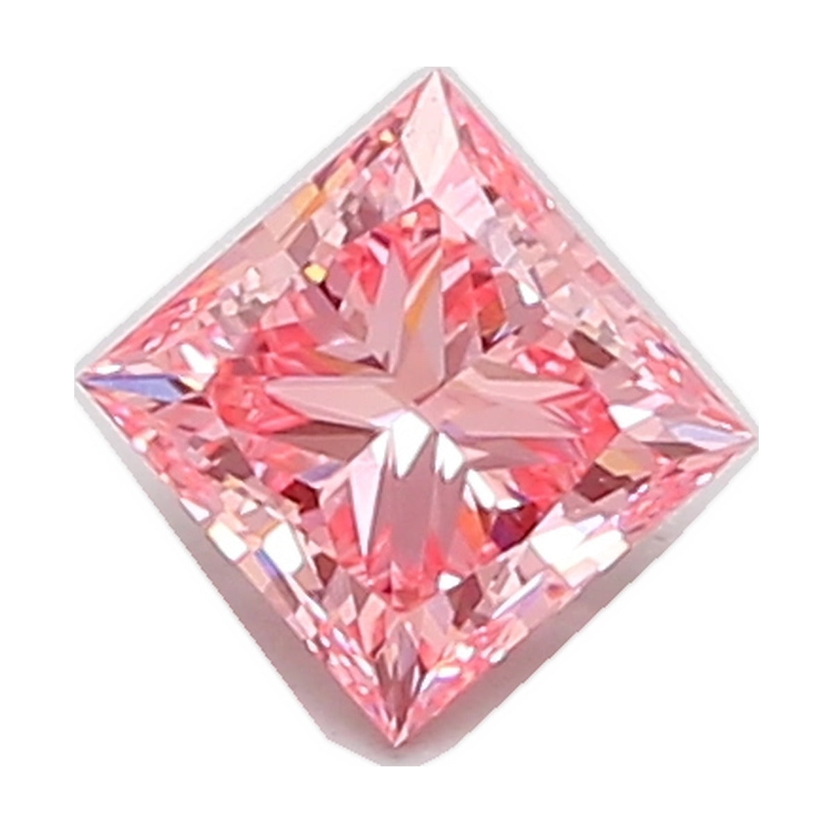 1.01 ct princess lab-grown diamond, fancy vivid pink, VVS2 clarity, IGI certified, still from its 360° video