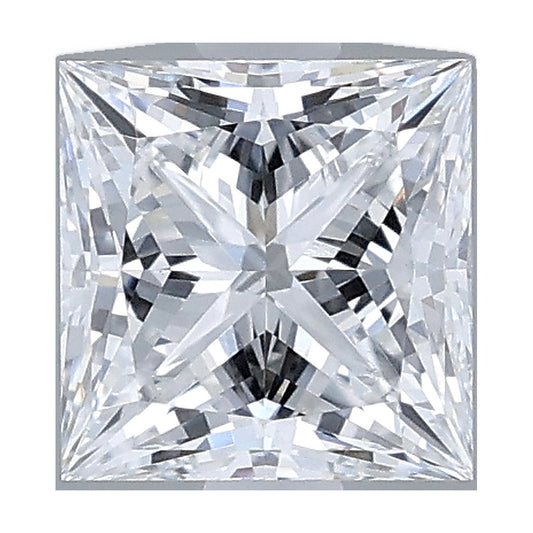 1.01 ct princess lab-grown diamond, D color, VS1 clarity, IGI certified, still from its 360° video