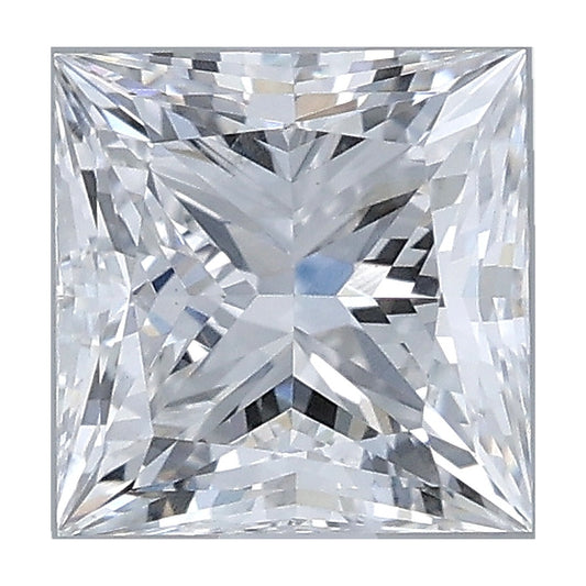 1.01 ct princess lab-grown diamond, F color, VS2 clarity, IGI certified, still from its 360° video