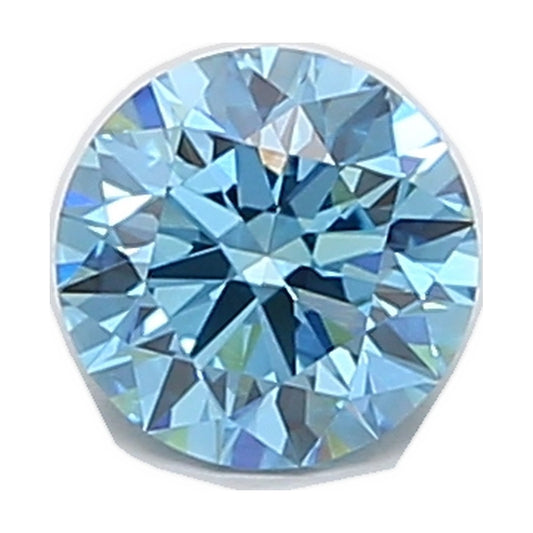 1.02 ct round lab-grown diamond, fancy vivid blue, VVS2 clarity, IGI certified, still from its 360° video