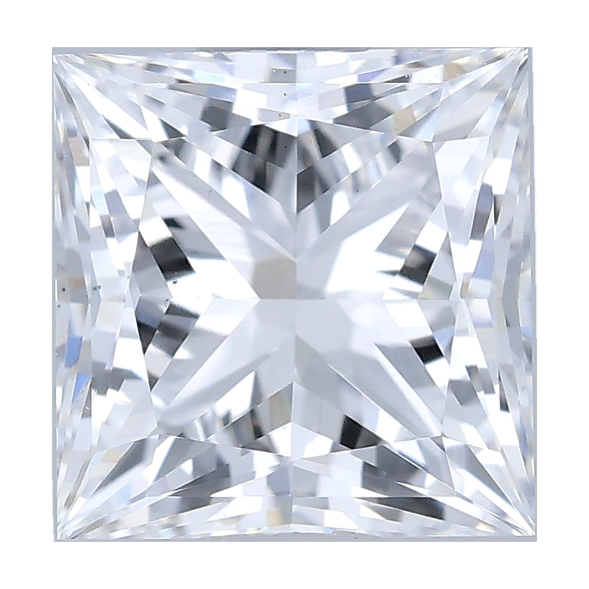 1.02 ct princess lab-grown diamond, D color, VS2 clarity, IGI certified, still from its 360° video