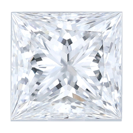 1.02 ct princess lab-grown diamond, E color, VS1 clarity, IGI certified, still from its 360° video