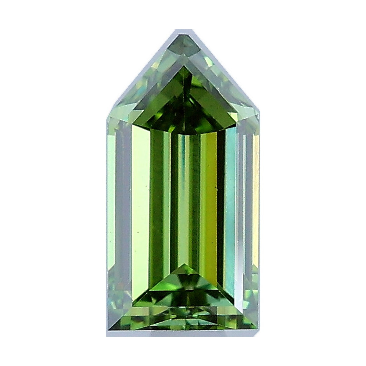 1.03 ct bullet lab-grown diamond, fancy vivid green, VS1 clarity, IGI certified, still from its 360° video