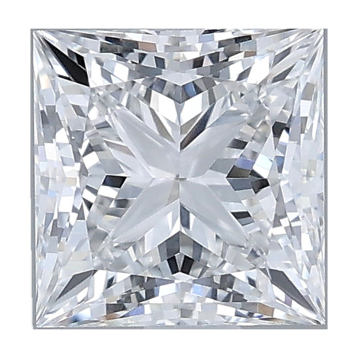 1.03 ct princess lab-grown diamond, D color, VVS2 clarity, IGI certified, still from its 360° video