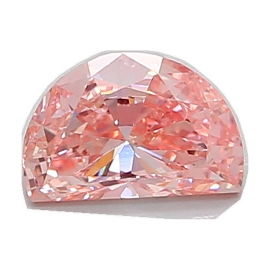 1.04 ct half moon lab-grown diamond, fancy vivid pink, VS1 clarity, IGI certified, still from its 360° video