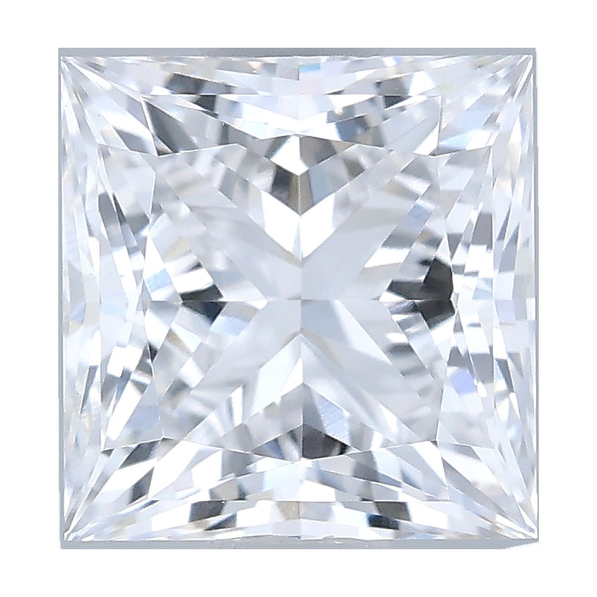 1.04 ct princess lab-grown diamond, D color, VVS2 clarity, IGI certified, still from its 360° video