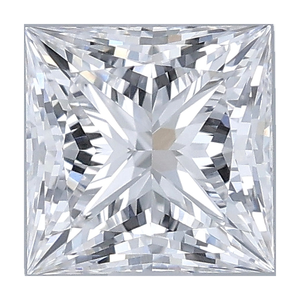 1.04 ct princess lab-grown diamond, E color, VVS1 clarity, IGI certified, still from its 360° video