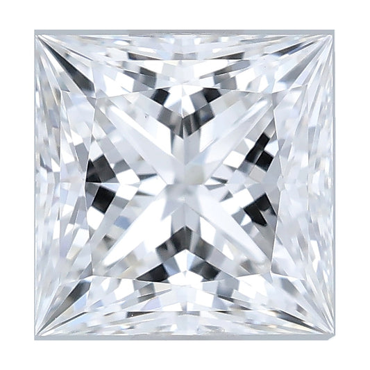 1.04 ct princess lab-grown diamond, E color, VVS2 clarity, IGI certified, still from its 360° video