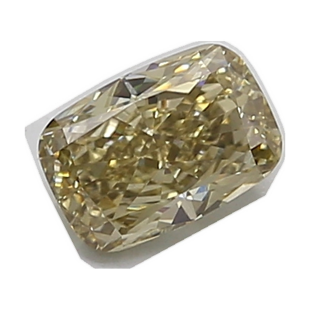1.05 ct elongated cushion lab-grown diamond, fancy light greyish yellow, VVS2 clarity, IGI certified, still from its 360° video
