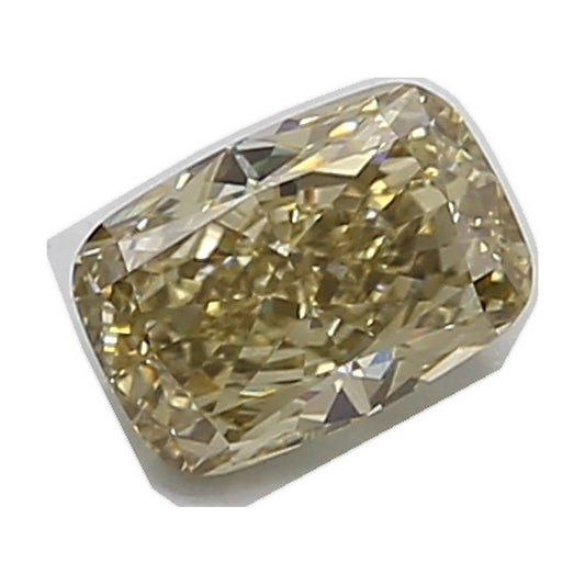 1.05 ct elongated cushion lab-grown diamond, fancy light greyish yellow, VVS2 clarity, IGI certified, still from its 360° video